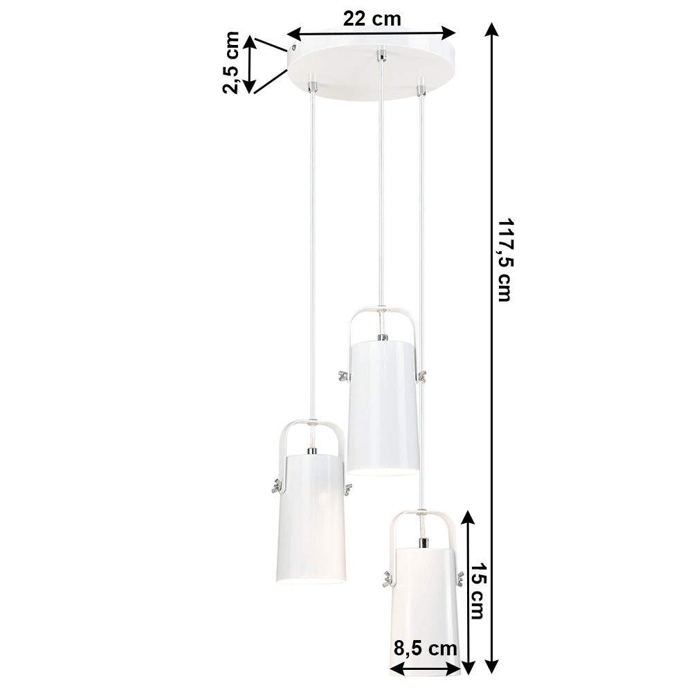 Visící lampa, bílá / kov, DEVAN