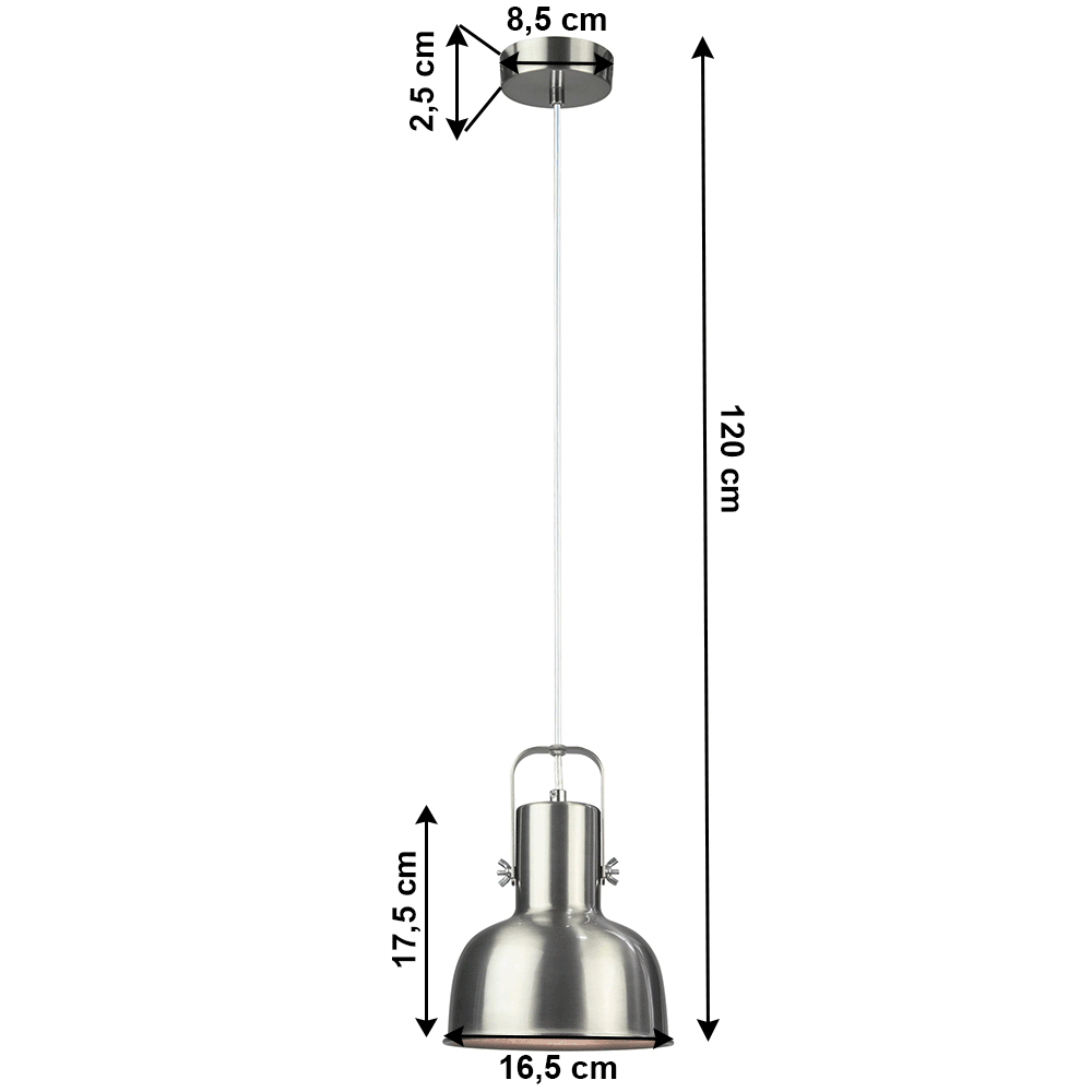 Visící lampa v retro stylu, kov, matný nikl, AVIER TYP 3