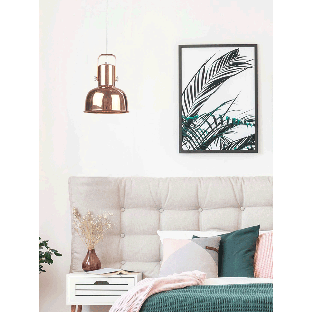 Visící lampa v retro stylu, kov, rose gold, AVIER TYP 3