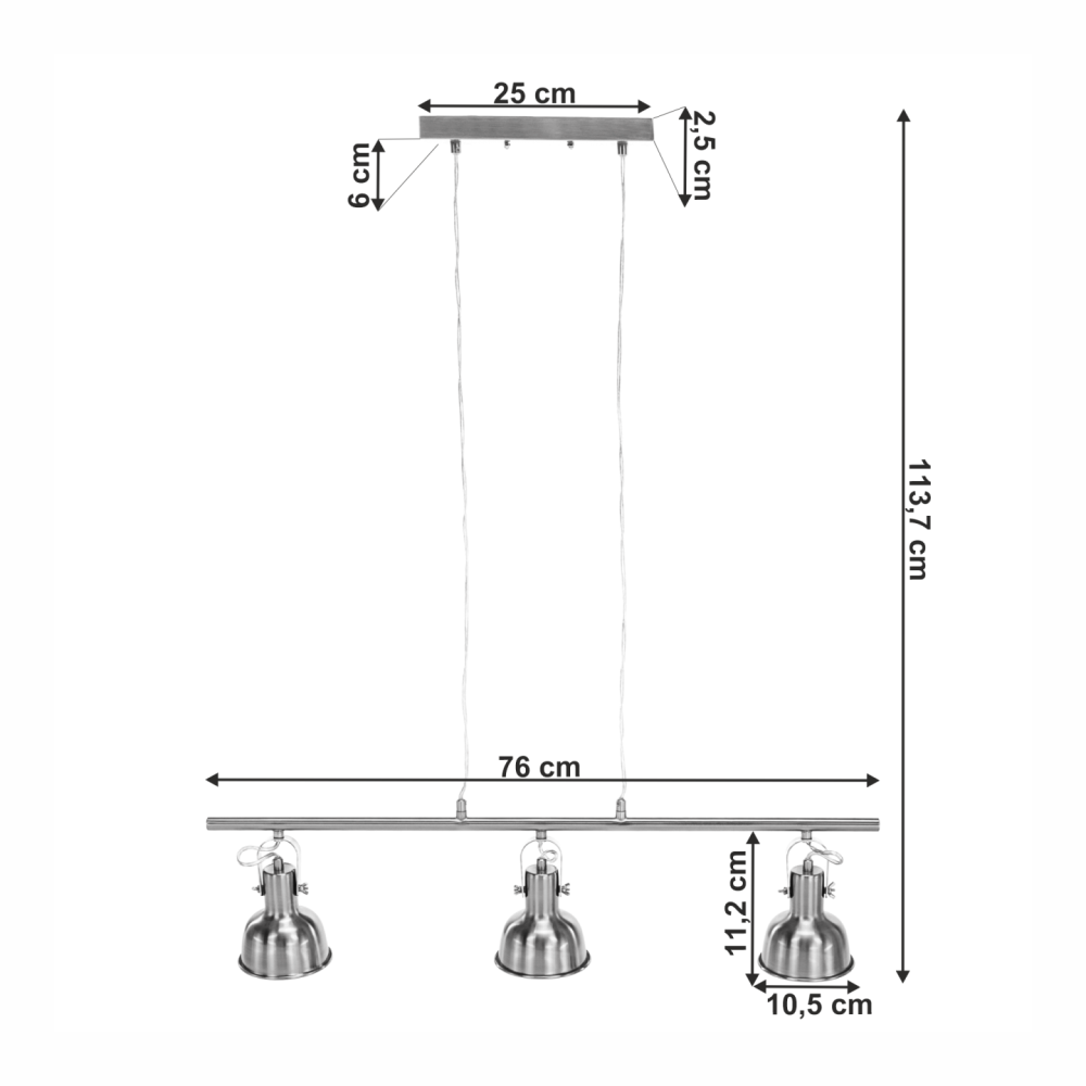 Visící lampa v retro stylu, kov, matný nikl, AVIER TYP 4
