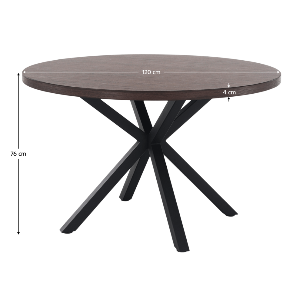 Jedálenský stůl, tmavý dub / čierna, průměr 120 cm, MEDOR