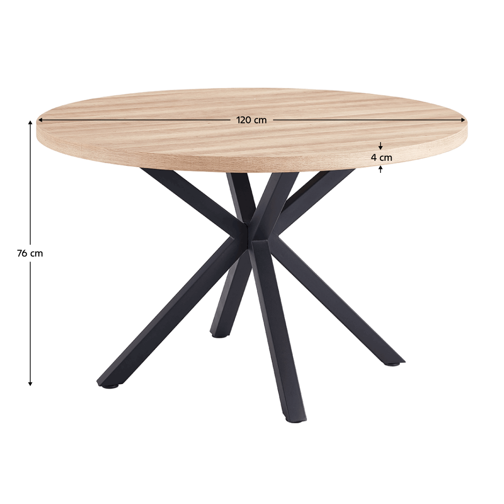 Jedálenský stůl, dub sonoma / čierna, průměr 120 cm, MEDOR