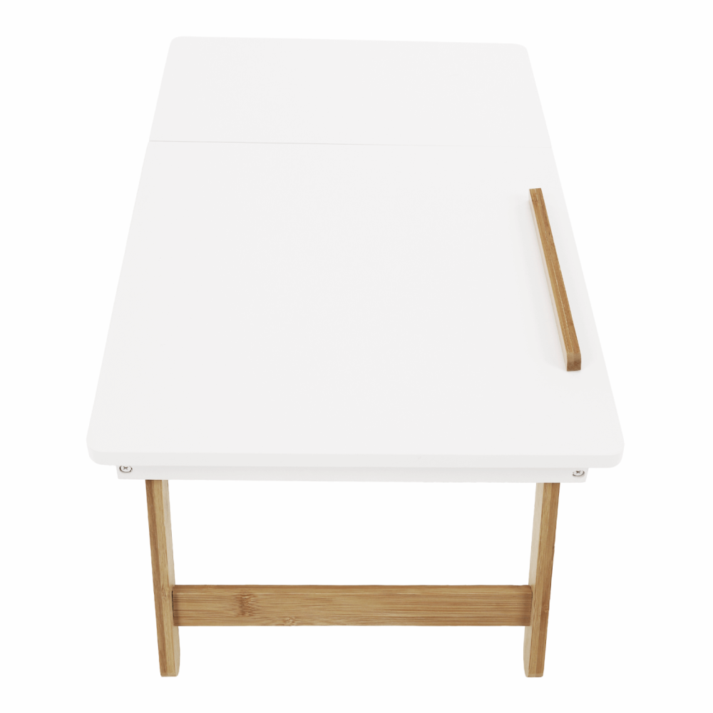 Příruční stolek na notebook / držák na tablet, bílá / přírodní bambus, MELTEN