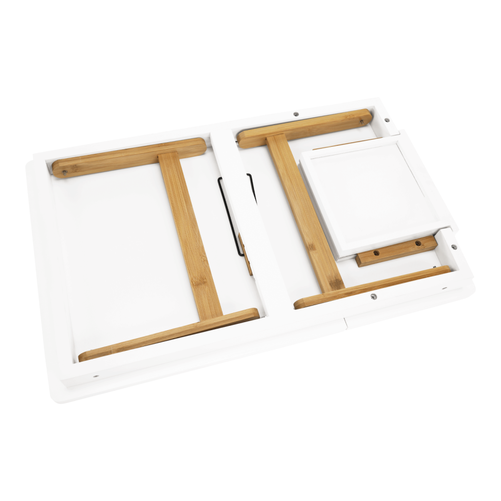 Příruční stolek na notebook / držák na tablet, bílá / přírodní bambus, MELTEN