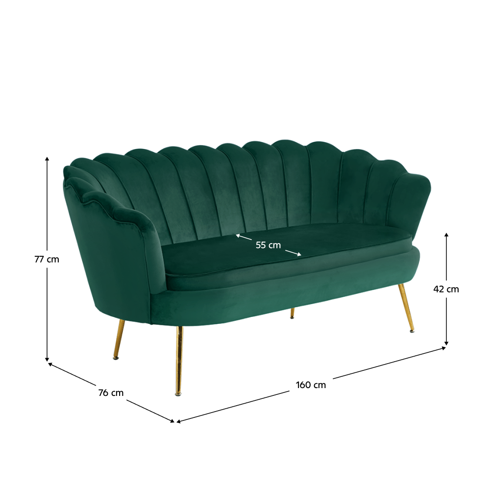 Luxusní pohovka, 2,5-sed, smaragdová Velvet / zlatá, styl Art-deco, NOBLIN
