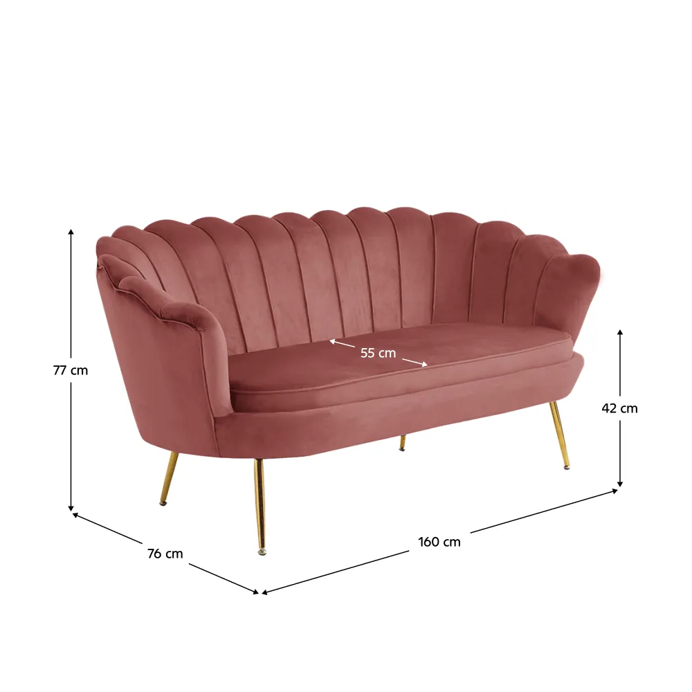 Luxusní pohovka, růžová / zlatá, styl Art-deco, NOBLIN