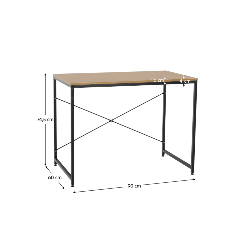 Psací stůl, dub / černá, 90x60 cm, MELLORA