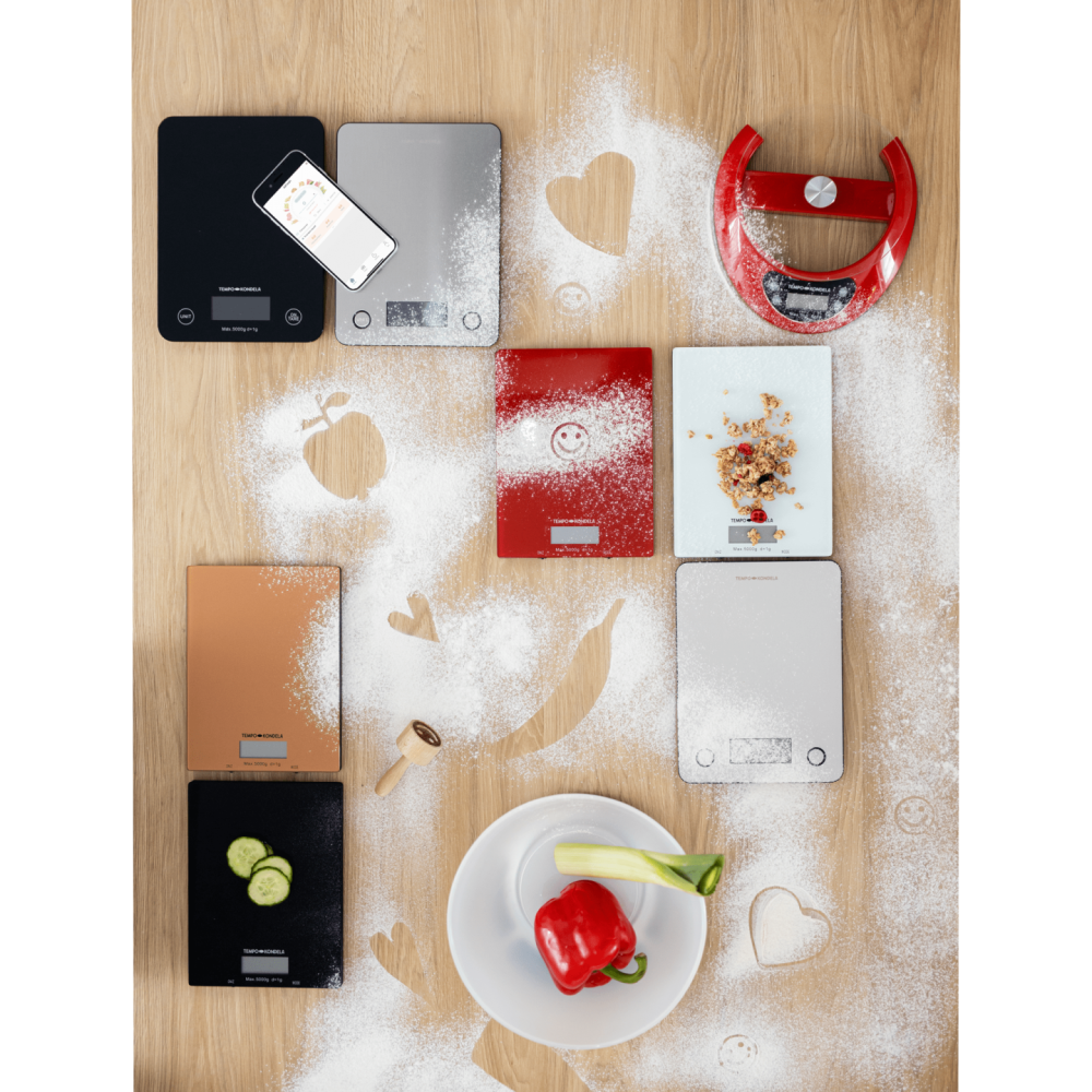 TEMPO-KONDELA HORTI, nutriční kuchyňská váha, černá, sklo