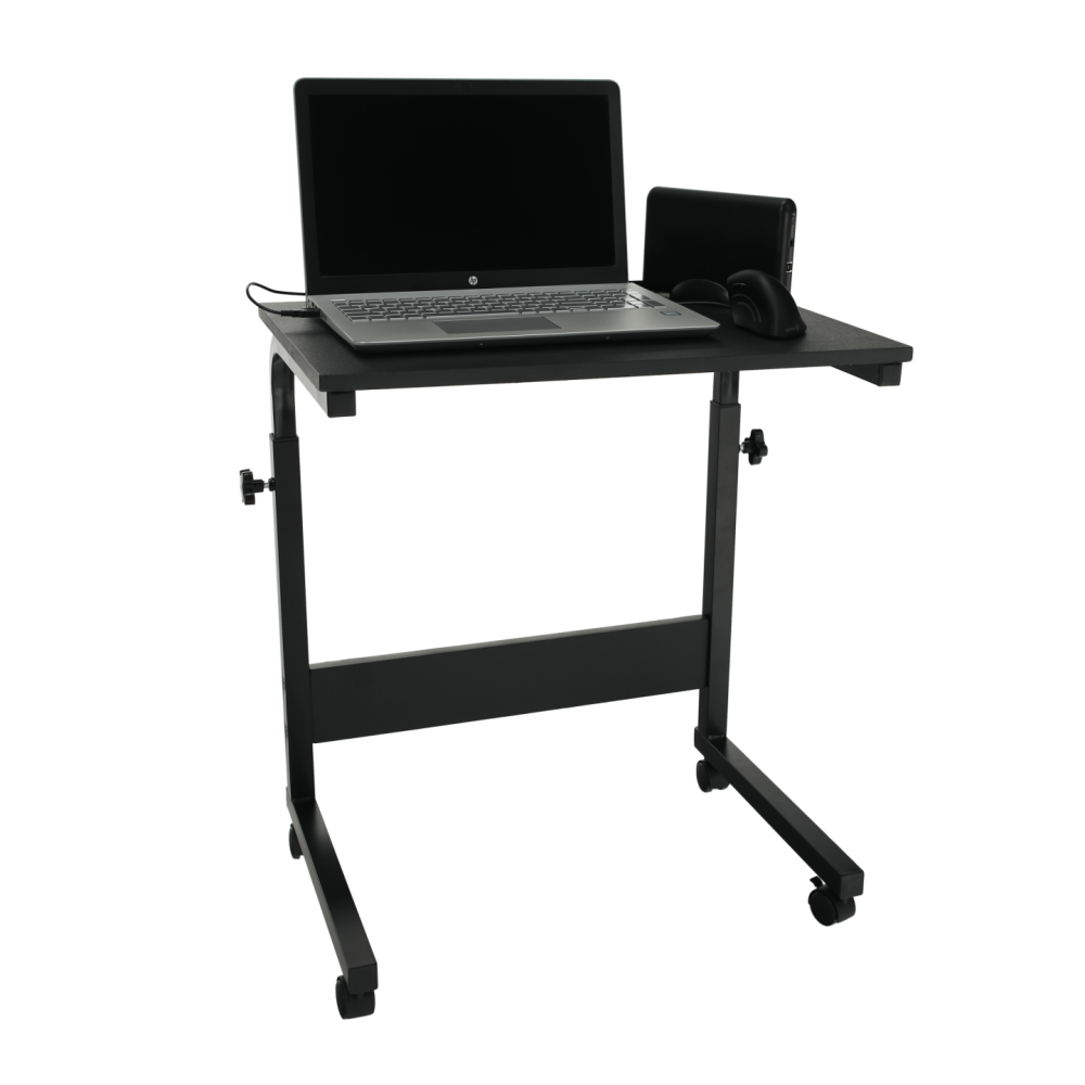 Nastavitelný PC stůl s kolečky, černá, WESTA