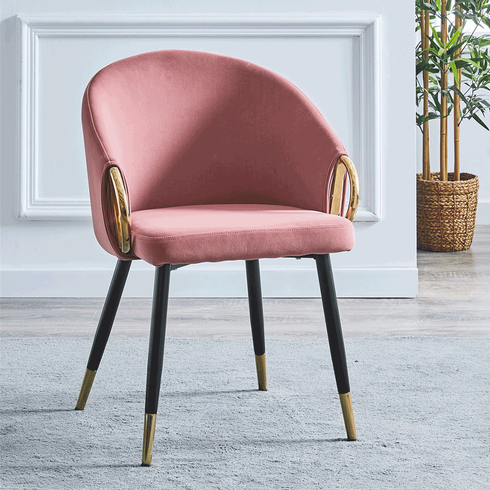 Designové křeslo, růžová velvet látka / gold chrom zlatý, DONKO