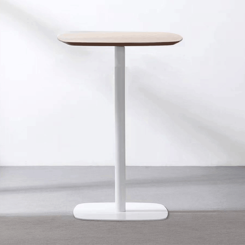 Barový stůl, dub / bílá, MDF / kov, průměr 60 cm, HARLOV