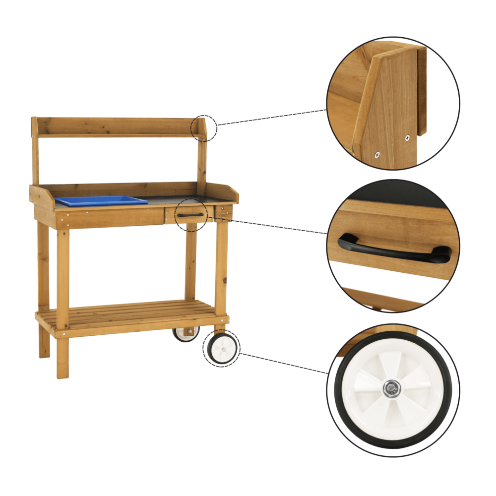 Zahradní pracovní stůl, dřevo/hnědá, BARDY