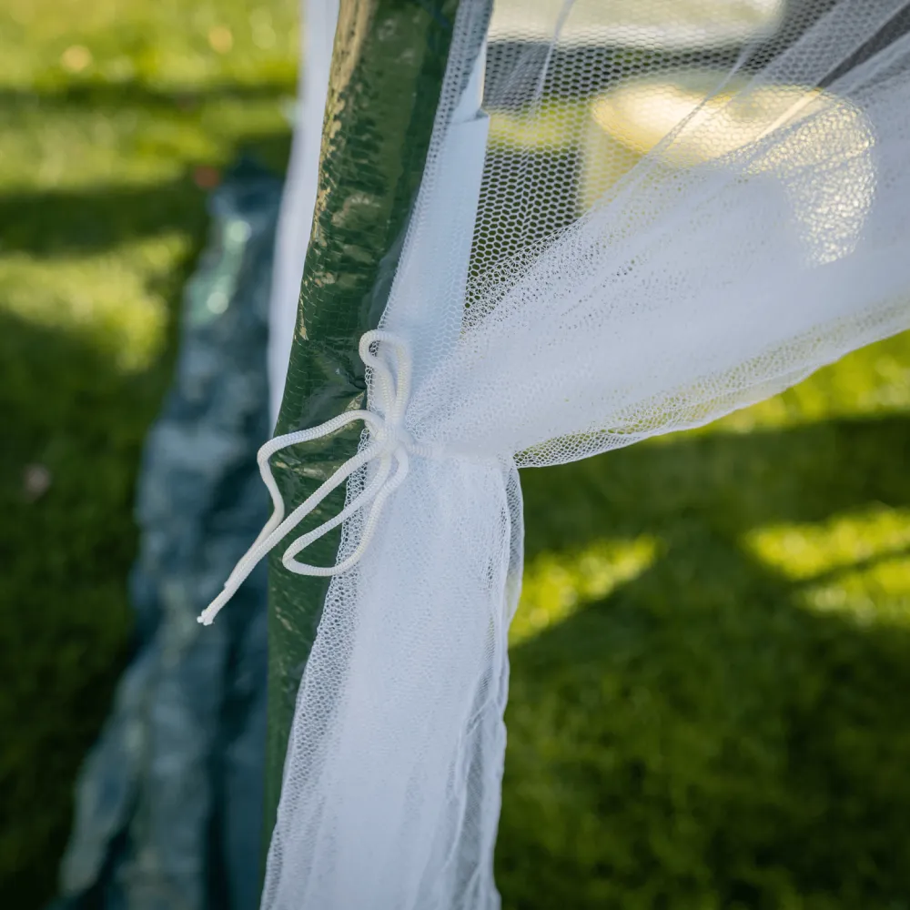 Stanový altán do zahrady, 3,9x2,5x3,9m, zelená / bílá, RINGE TYP 1 + 6 bočních stran
