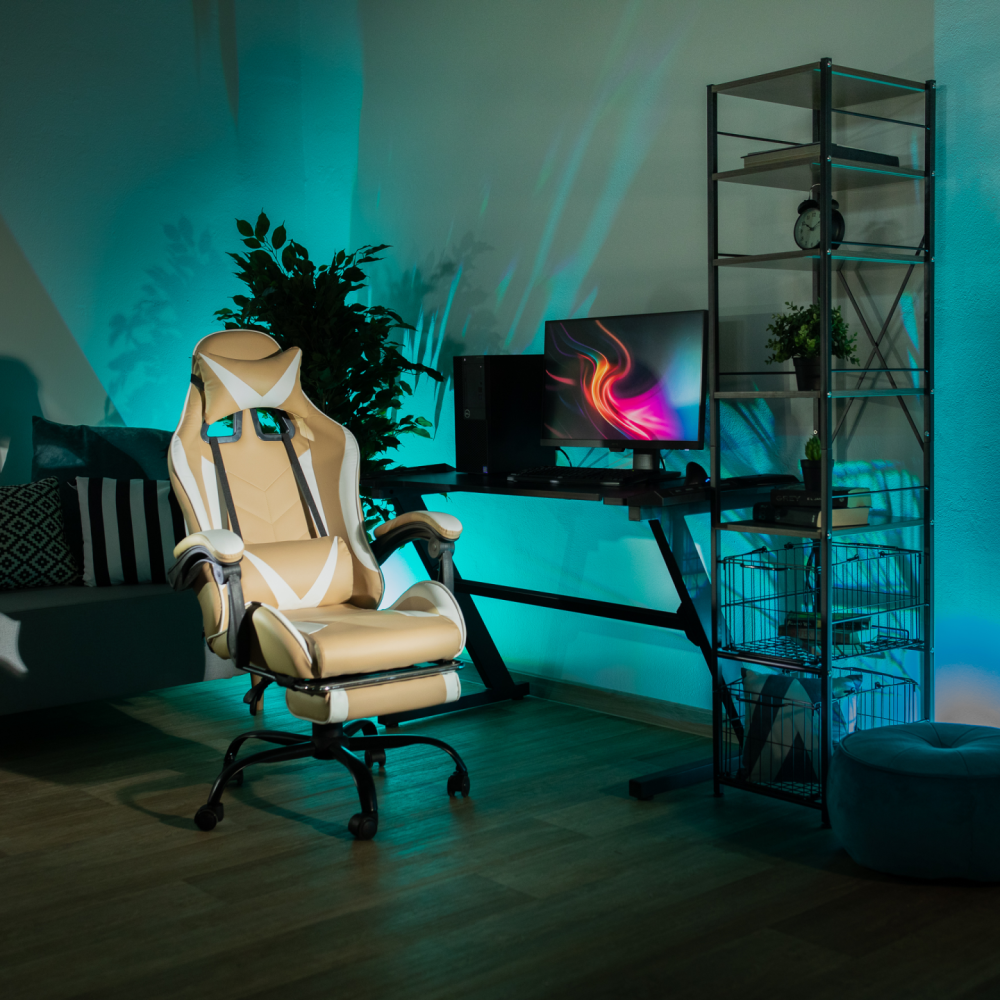 Kancelářské/herní křeslo, černá/bílá/béžová, OZGE 2 NEW