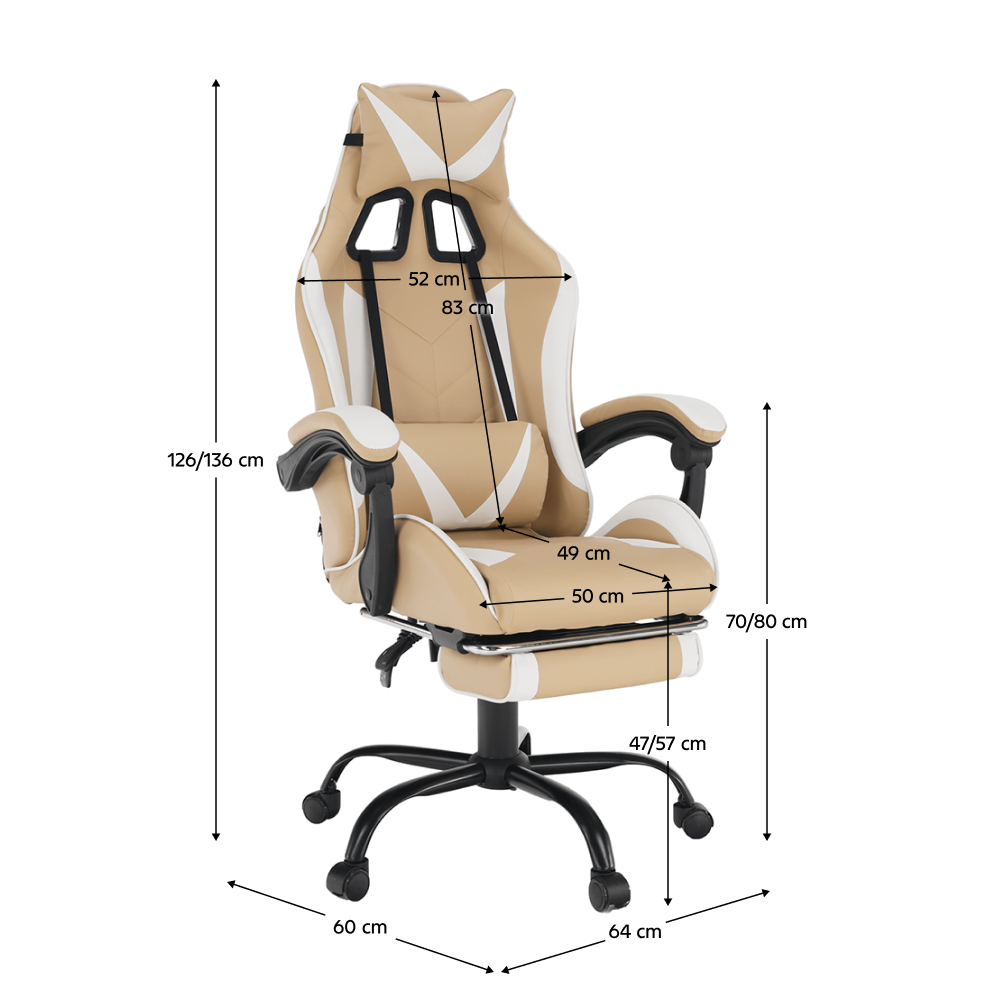 Kancelářské/herní křeslo, černá/bílá/béžová, OZGE 2 NEW