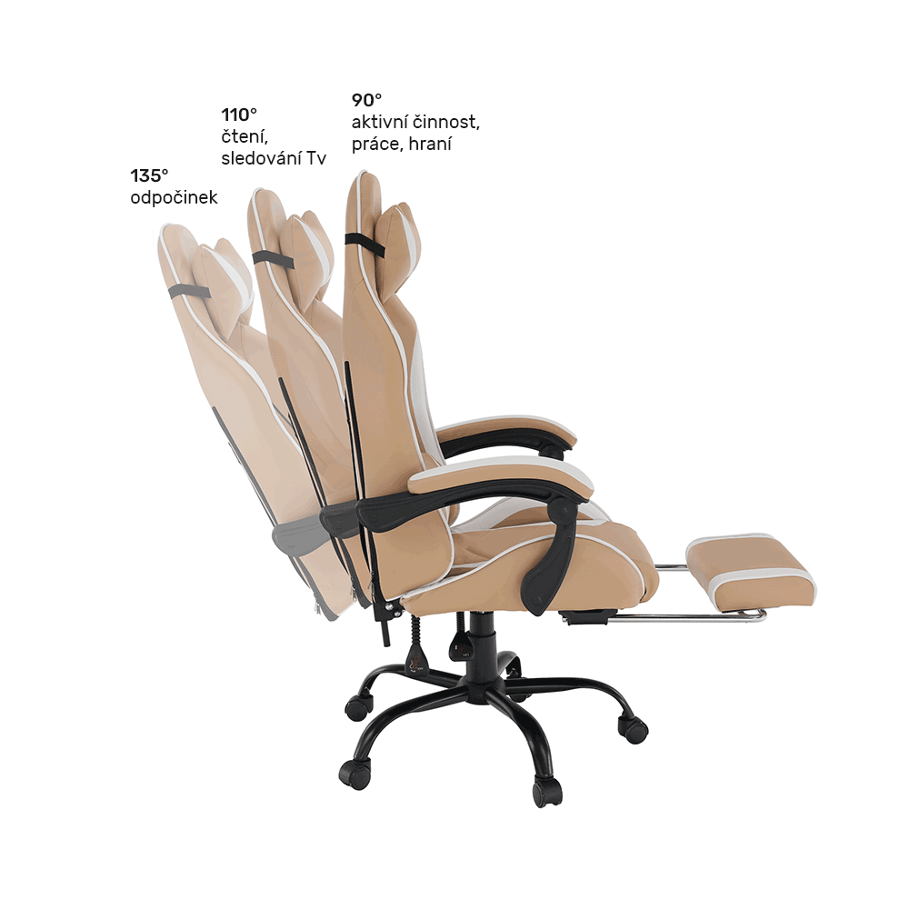 Kancelářské/herní křeslo, černá/bílá/béžová, OZGE 2 NEW