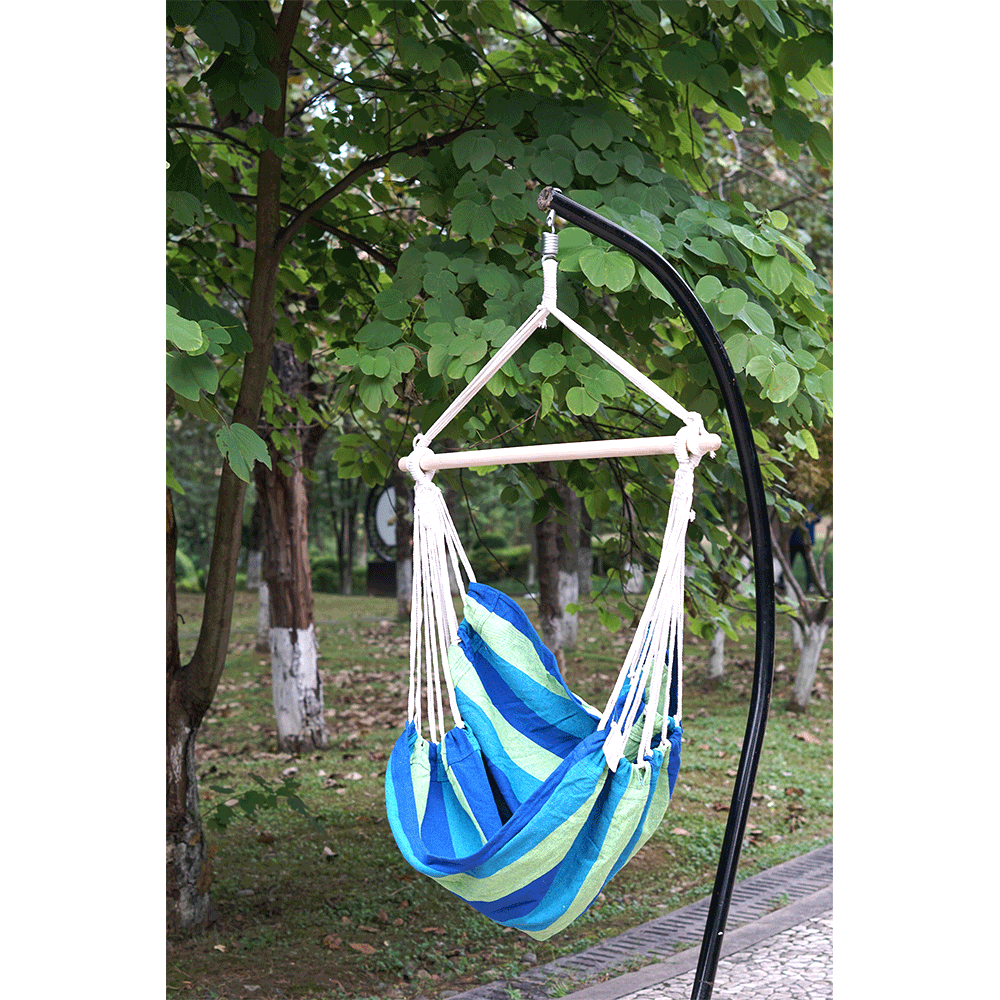 Závěsné houpací křeslo, bílá / pásek, modrá / zelená, LINDO NEW