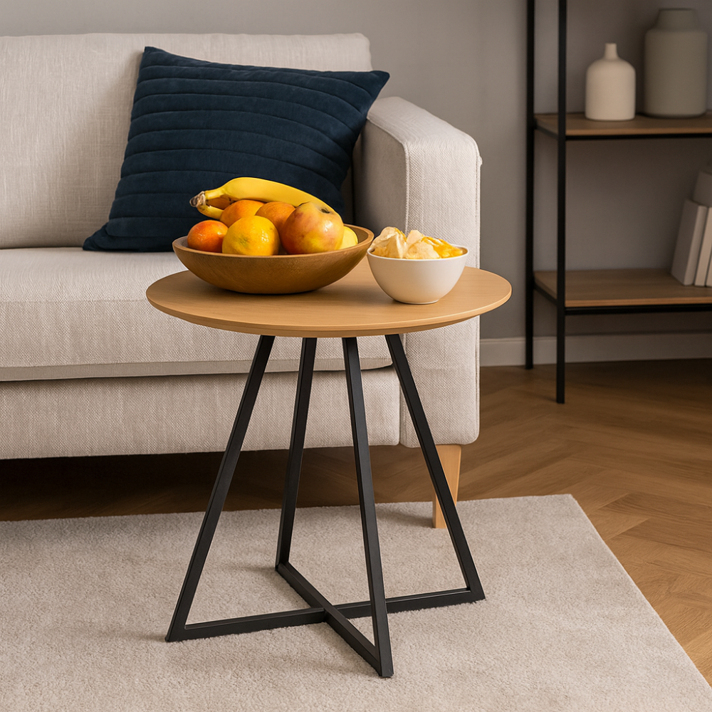 Příruční stolek, dub / černá, DELIK