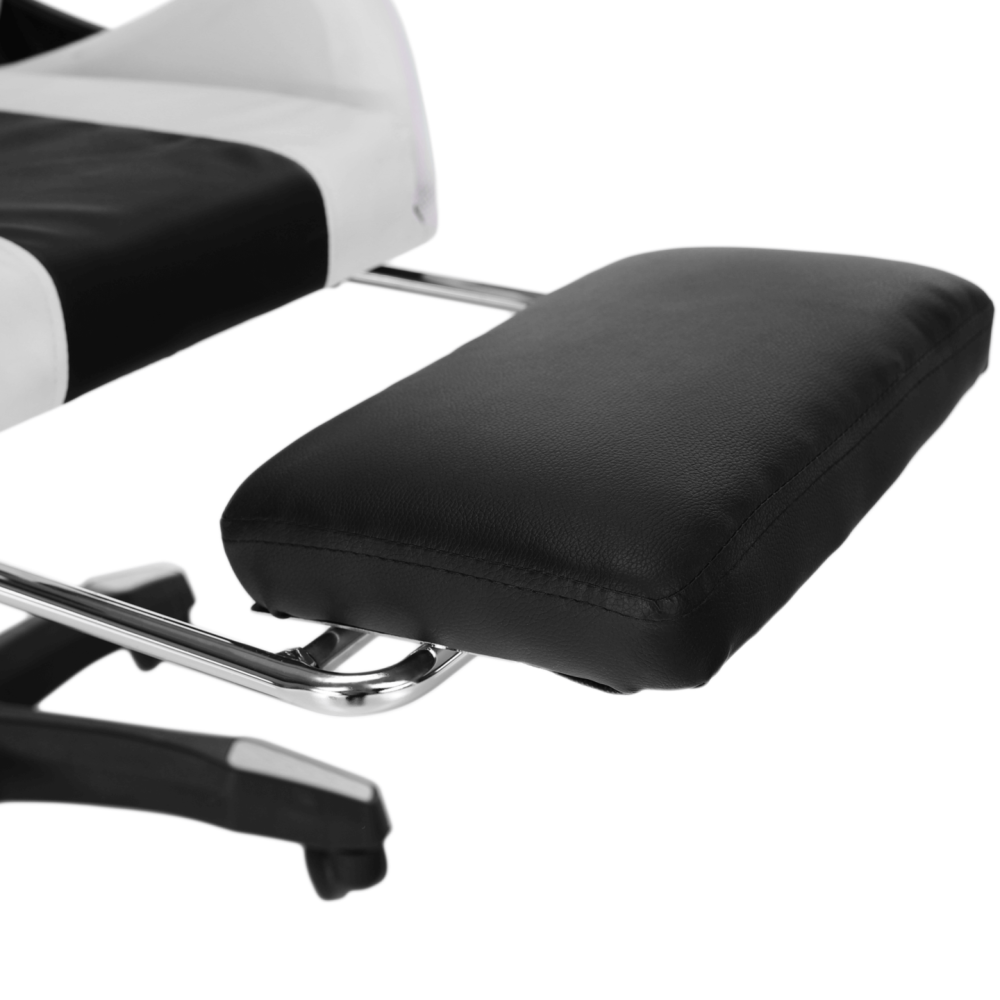 Kancelářské/herní křeslo s RGB LED podsvícením, černá/bílá, JOVELA