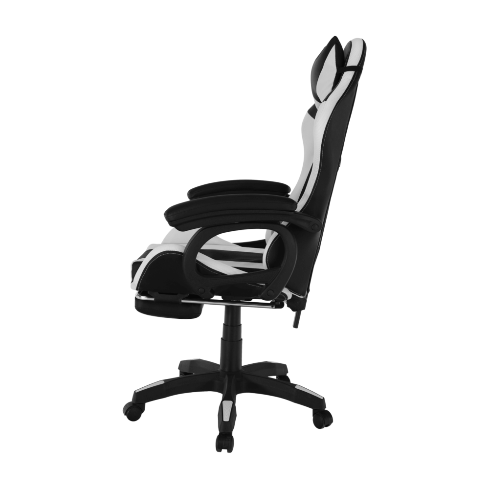Kancelářské/herní křeslo s RGB LED podsvícením, černá/bílá, JOVELA