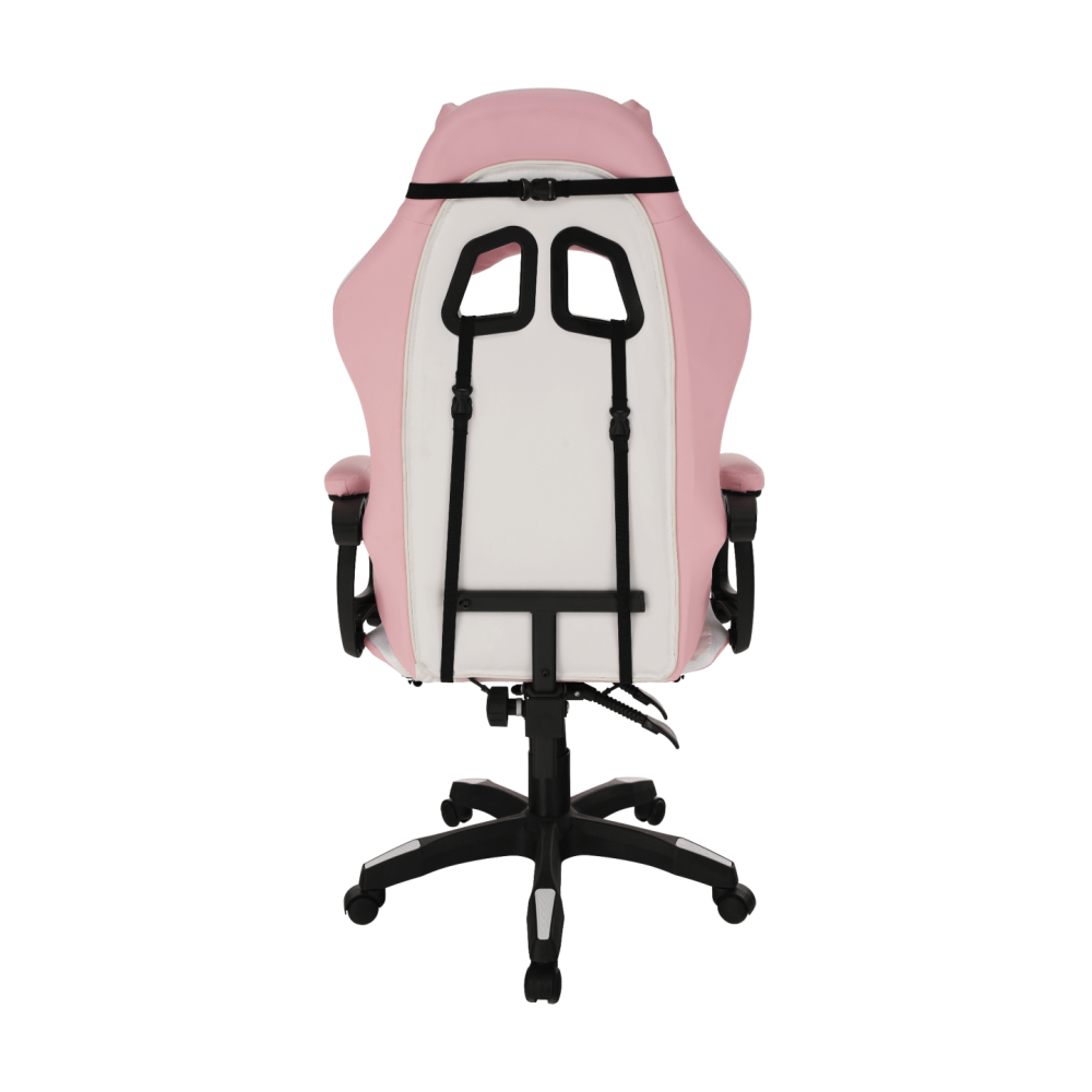 Kancelářské/herní křeslo s RGB LED podsvícením, růžová/bílá, JOVELA