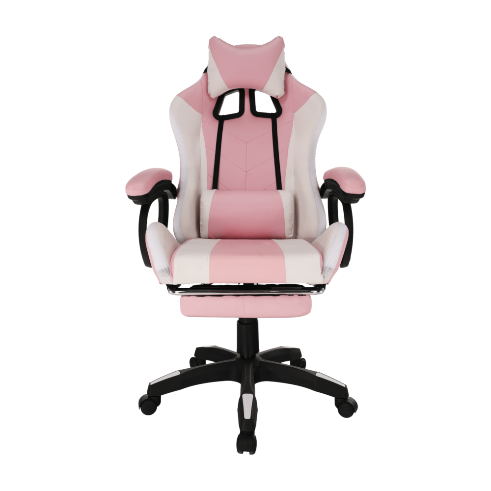 Kancelářské/herní křeslo s RGB LED podsvícením, růžová/bílá, JOVELA