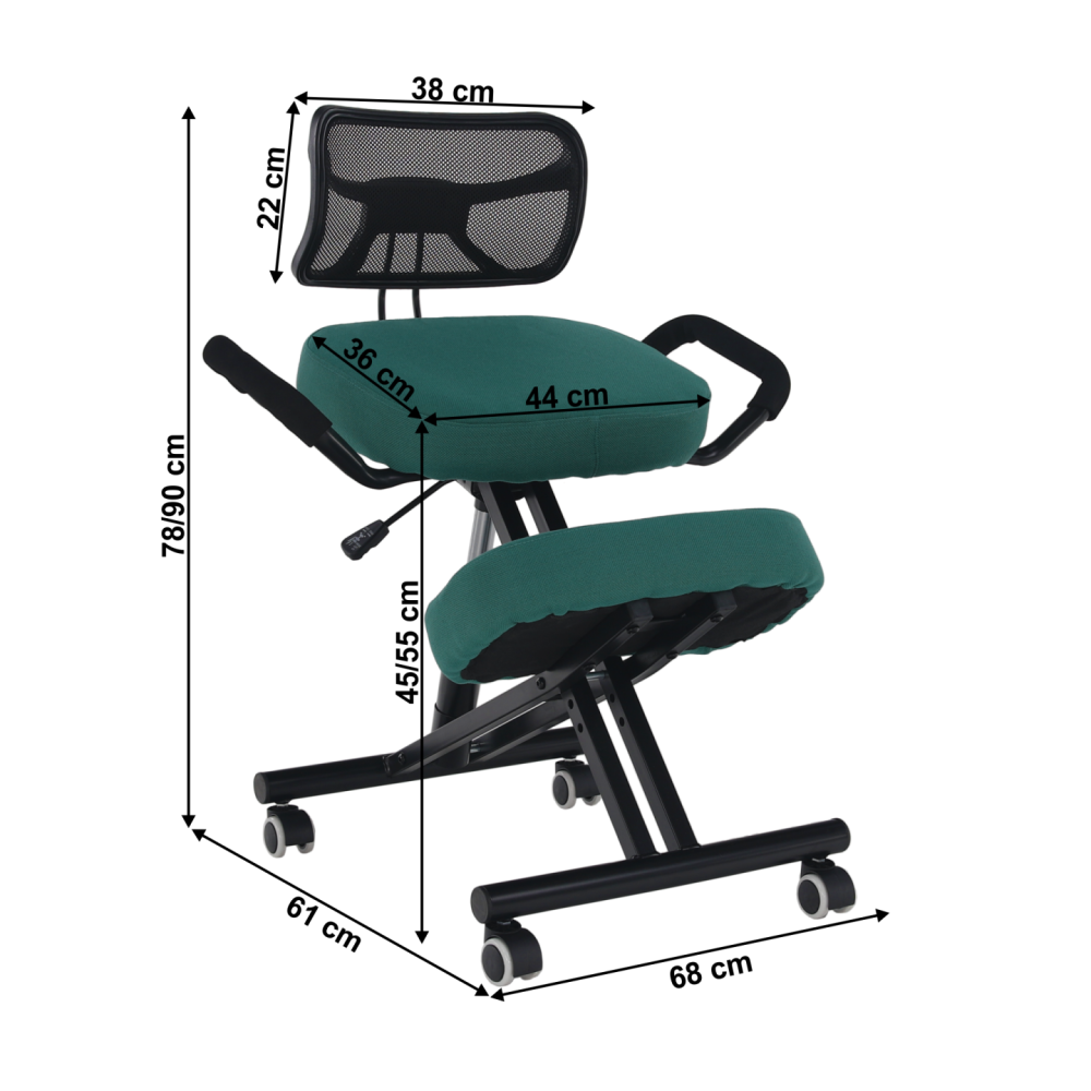 Ergonomická klekačka, zelená/černá, RUFUS