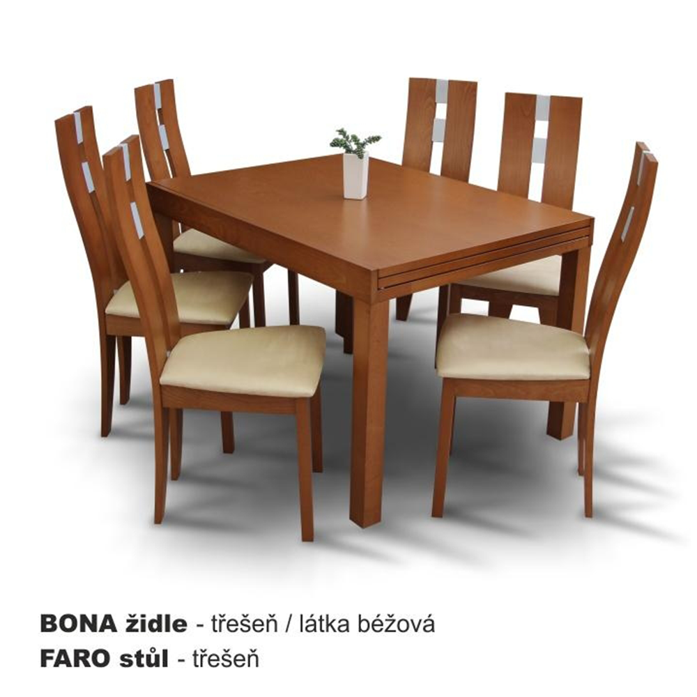 Dřevěná židle, třešeň/látka béžová, BONA NEW