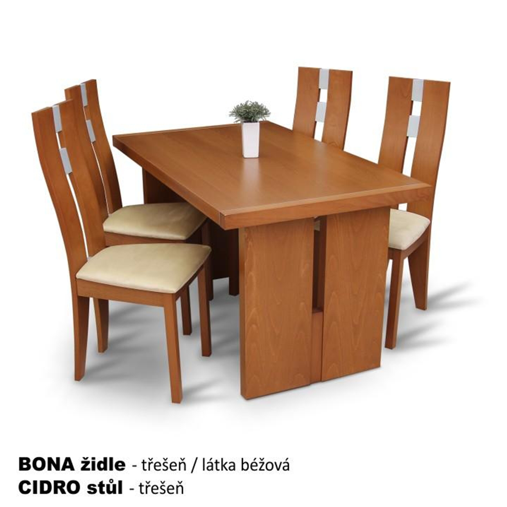 Dřevěná židle, třešeň/látka béžová, BONA NEW