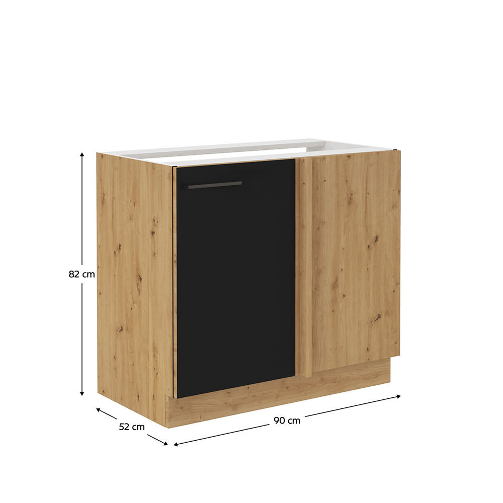 Spodní kuchyňská skříňka, černý mat / dub artisan, Monro 105 ND 1FFBB