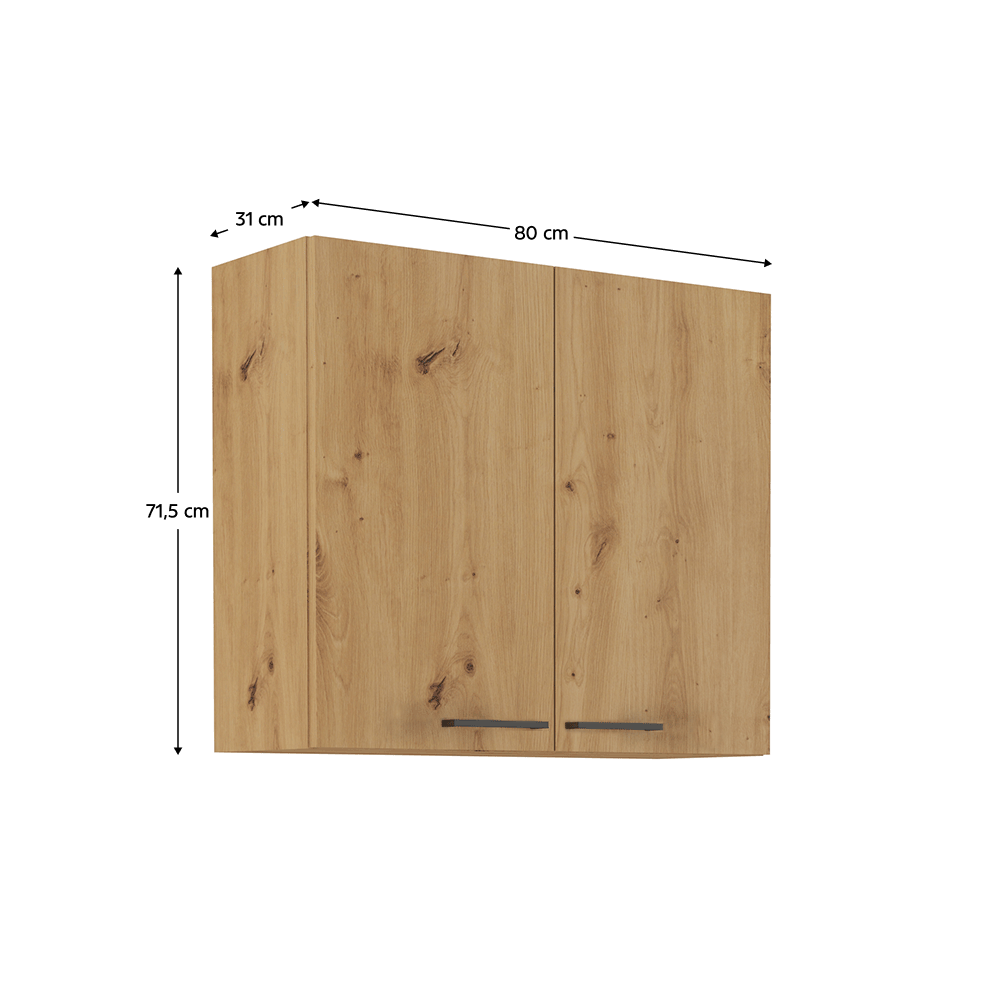 Horní skříňka, černý mat / dub artisan, Monro 80 G-72 2F