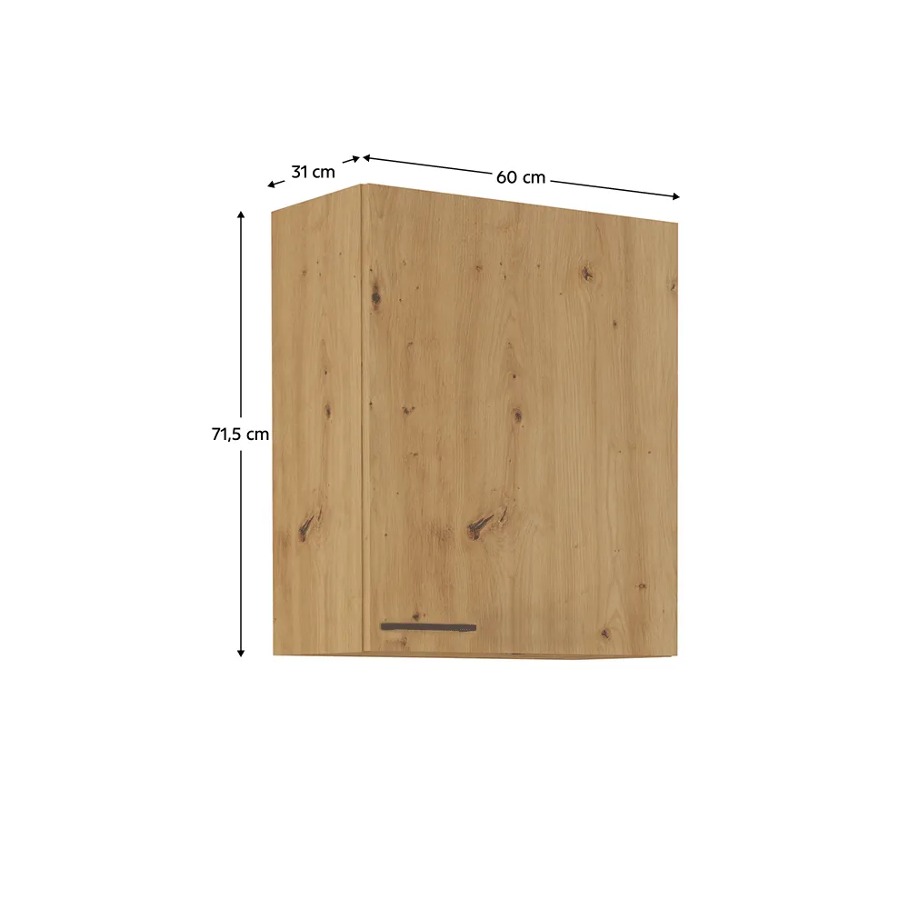 Horní skříňka, černý mat / dub artisan, Monro, 60 G-72 1F