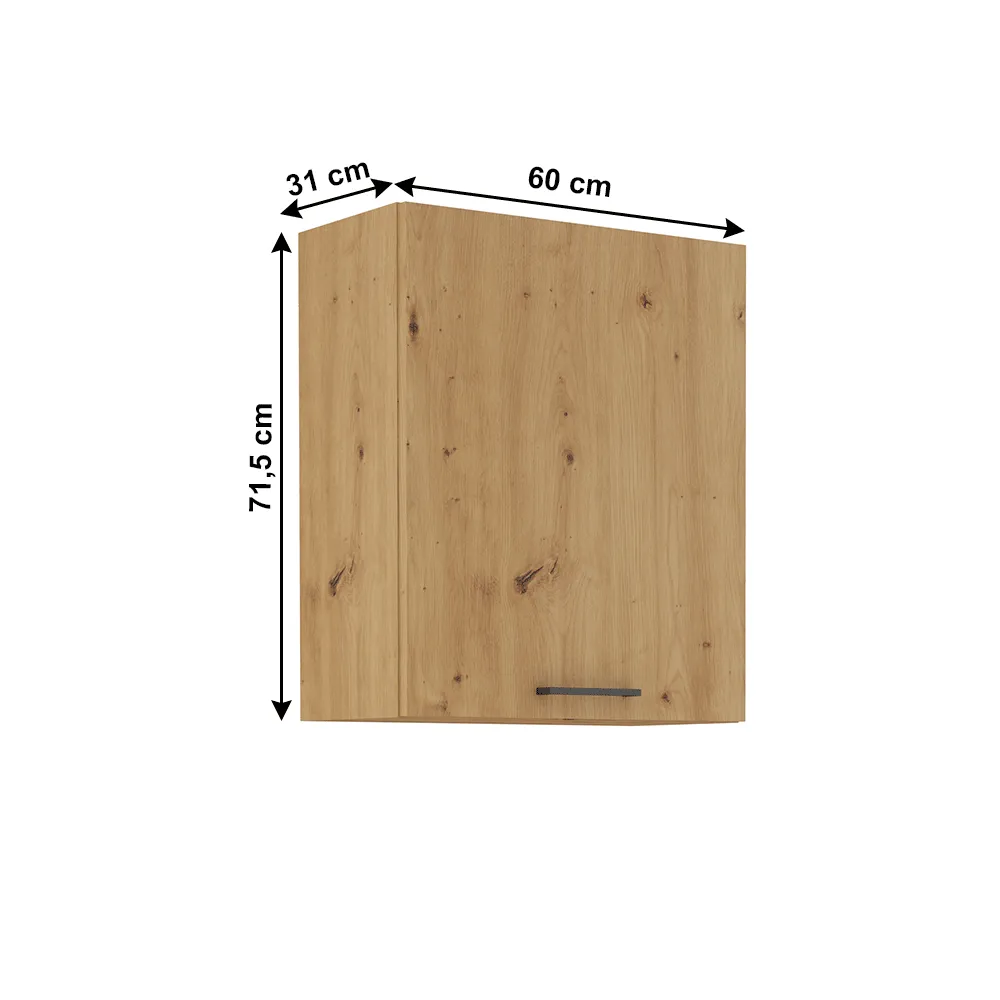 Horní skříňka, černý mat / dub artisan, Monro, 60 G-72 1F
