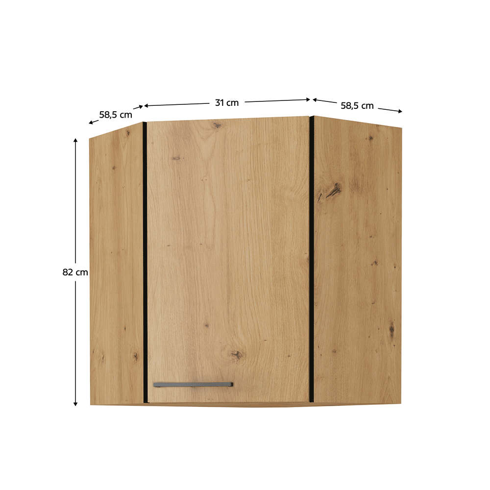 Horní skříňka, černý mat / dub artisan, Monro 60/60 GN-72 1F