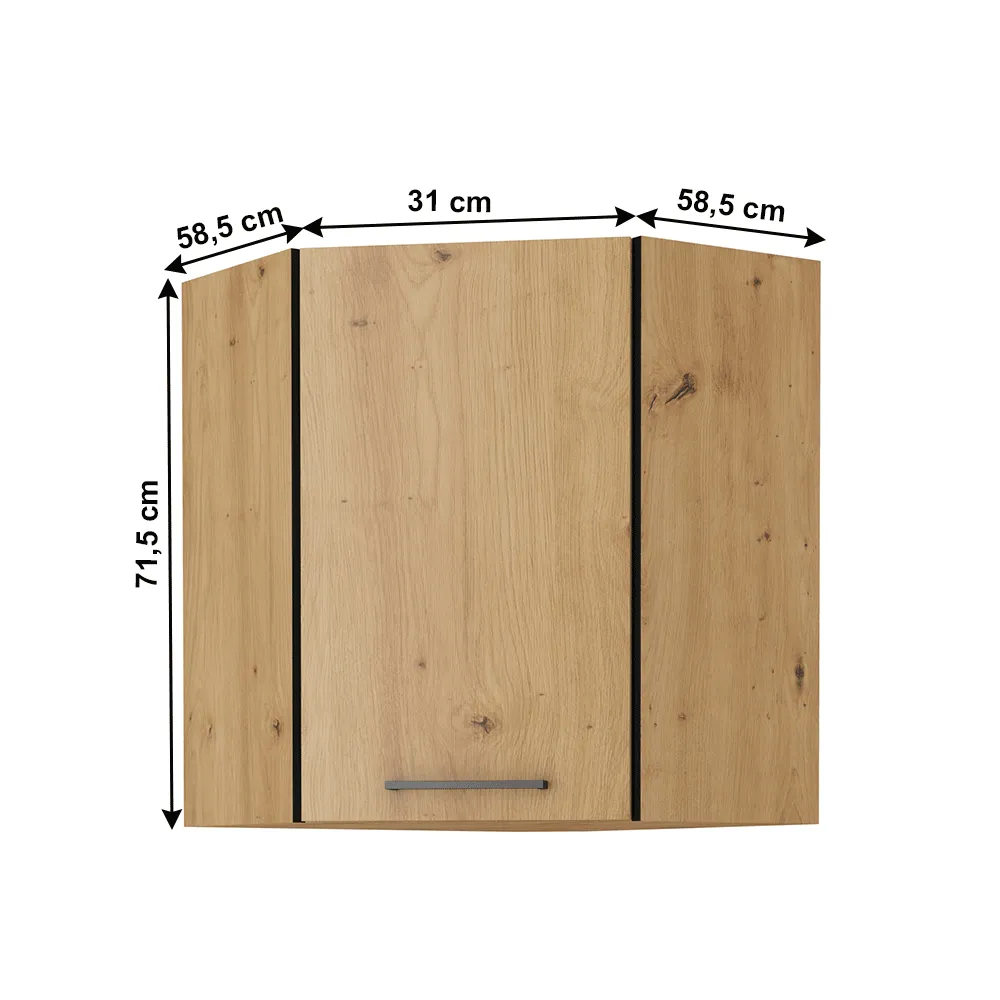 Horní skříňka, černý mat / dub artisan, Monro 60/60 GN-72 1F