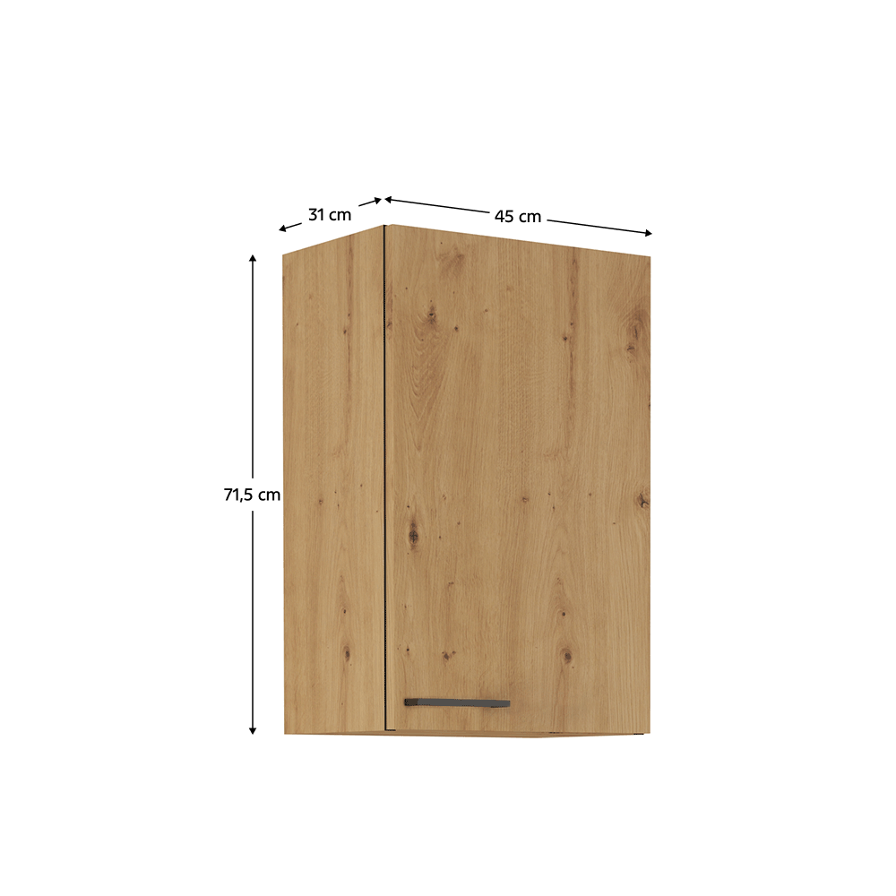 Horní skříňka, černý mat / dub artisan, Monro 45 G-72 1F