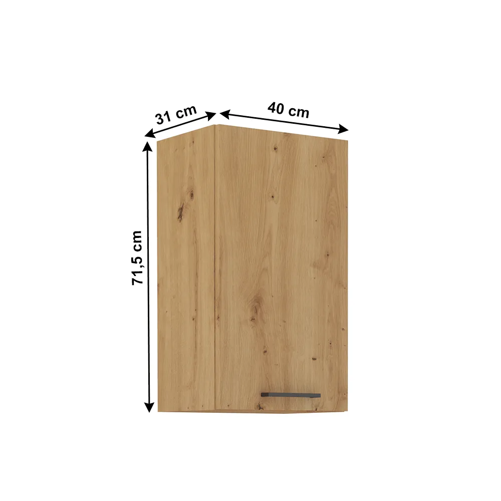 Horní skříňka, černý mat / dub artisan, Monro 40 G-72 1F