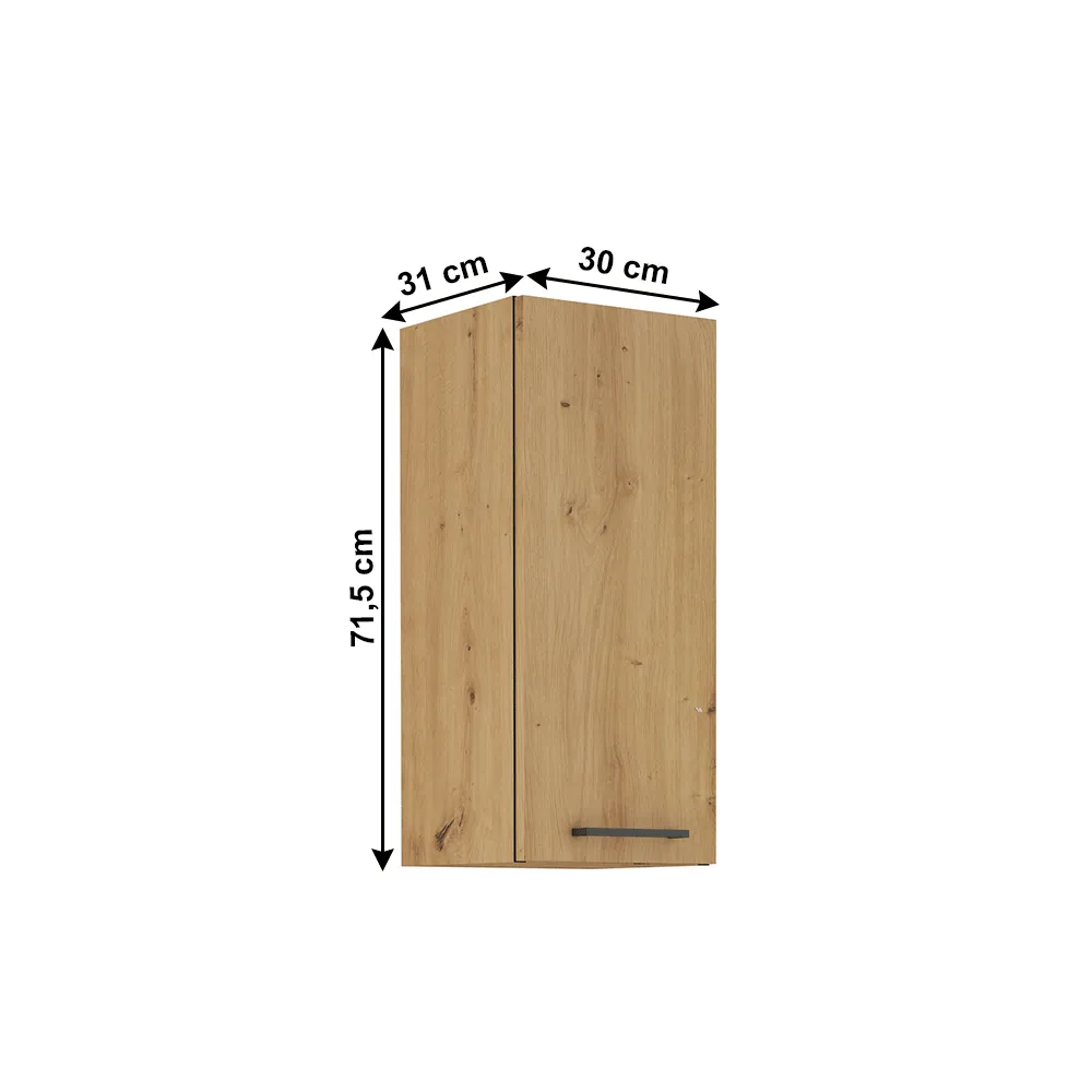Horní skříňka, černý mat / dub artisan, Monro 30 G-72 1F