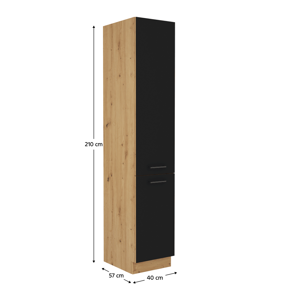 Potravinová skříňka, černý mat / dub artisan, Monro 40 DK-210 2F