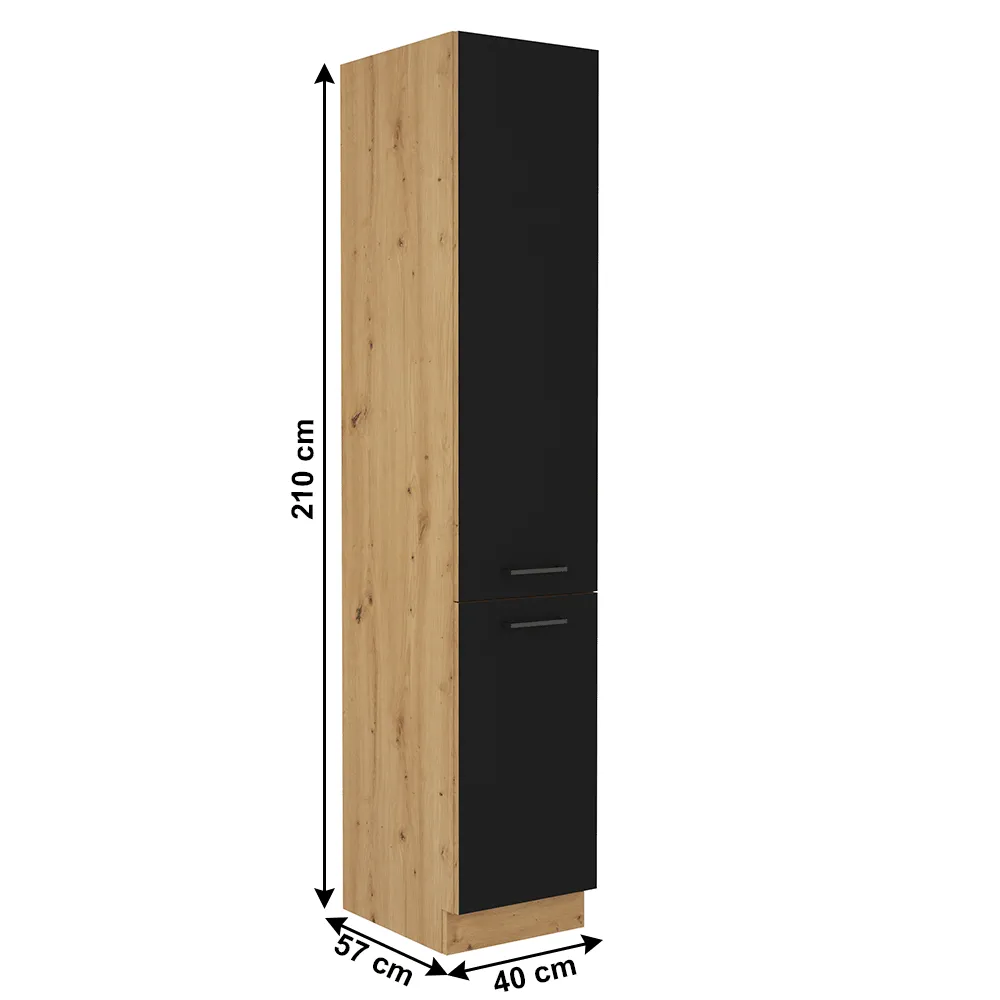 Potravinová skříňka, černý mat / dub artisan, Monro 40 DK-210 2F