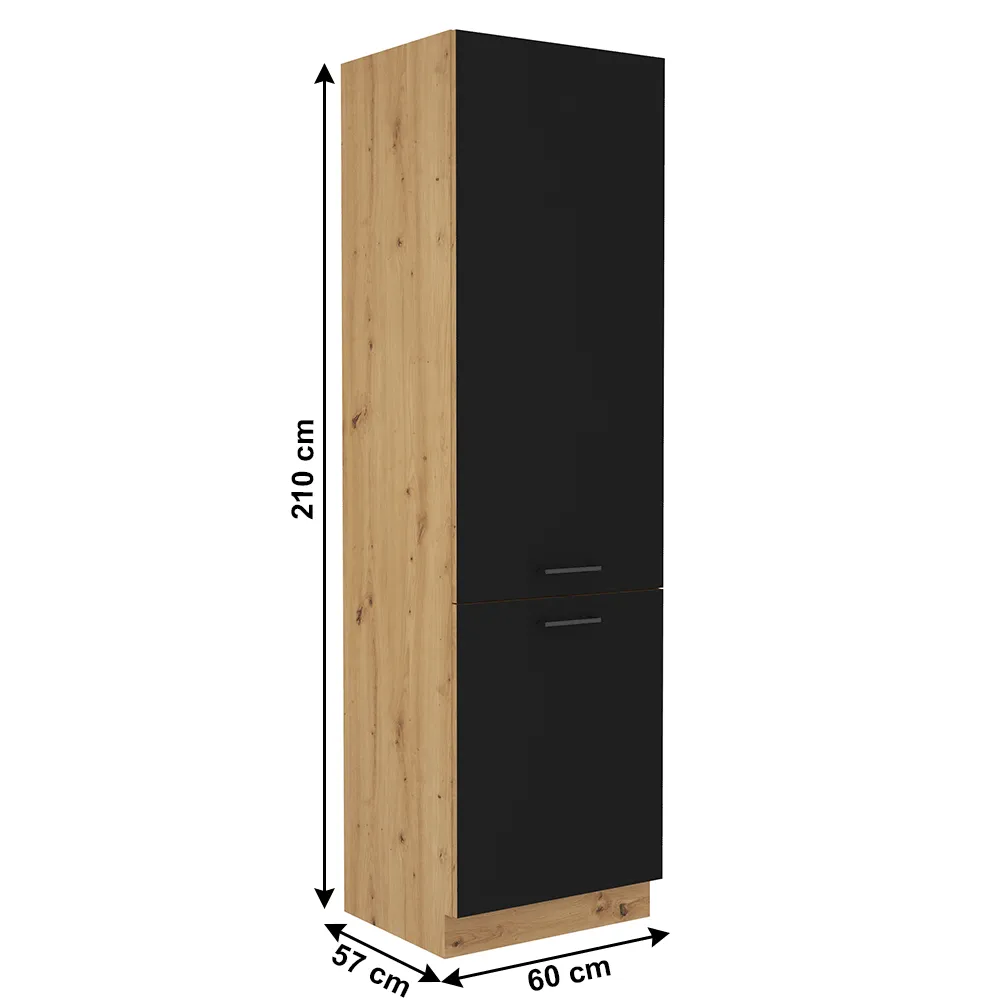 Potravinová skříňka, černý mat / dub artisan, Monro 60 DK-210 2F