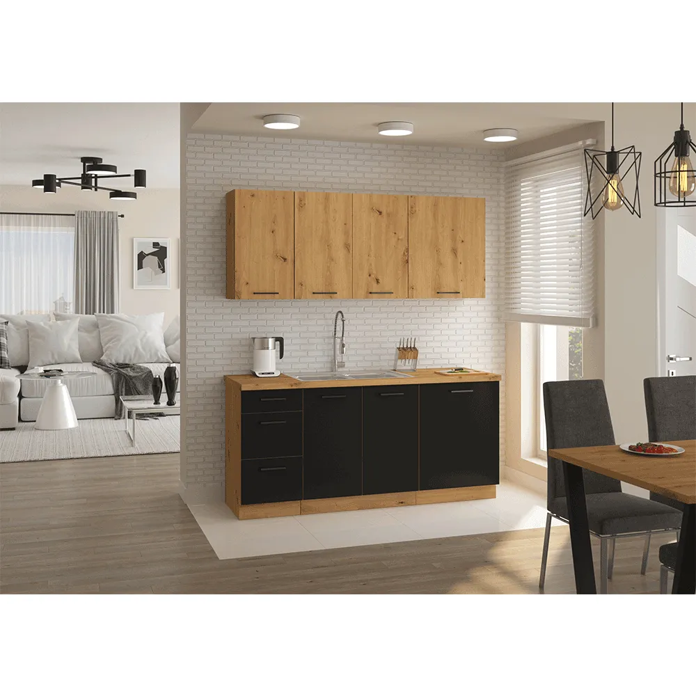 Dvířka na myčku, černý mat / dub artisan, Monro ZM 713x596