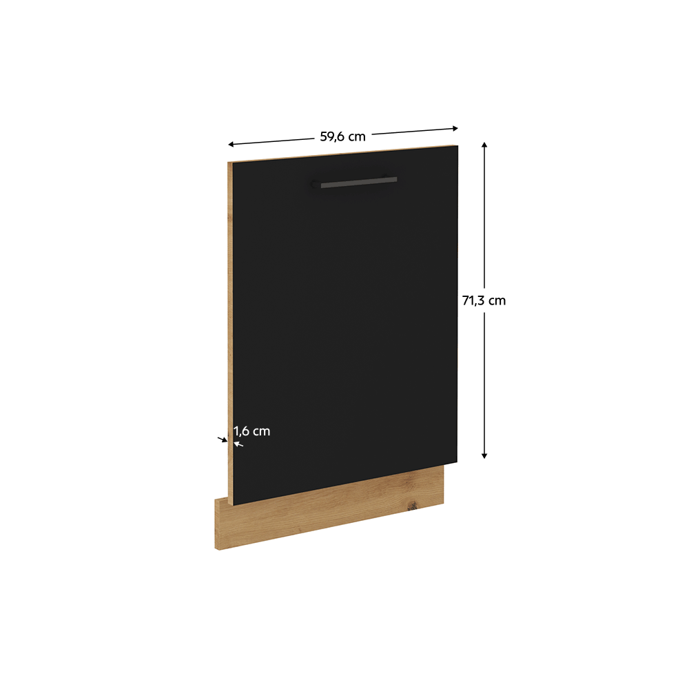 Dvířka na myčku, černý mat / dub artisan, Monro ZM 713x596
