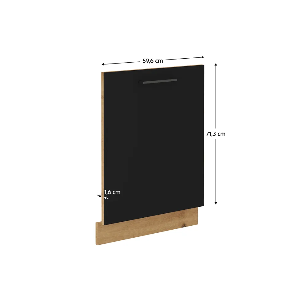 Dvířka na myčku, černý mat / dub artisan, Monro ZM 713x596