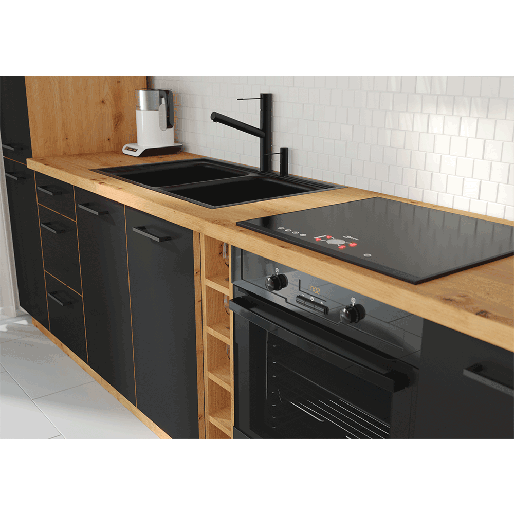 Dvířka na myčku, černý mat / dub artisan, Monro ZM 570x446