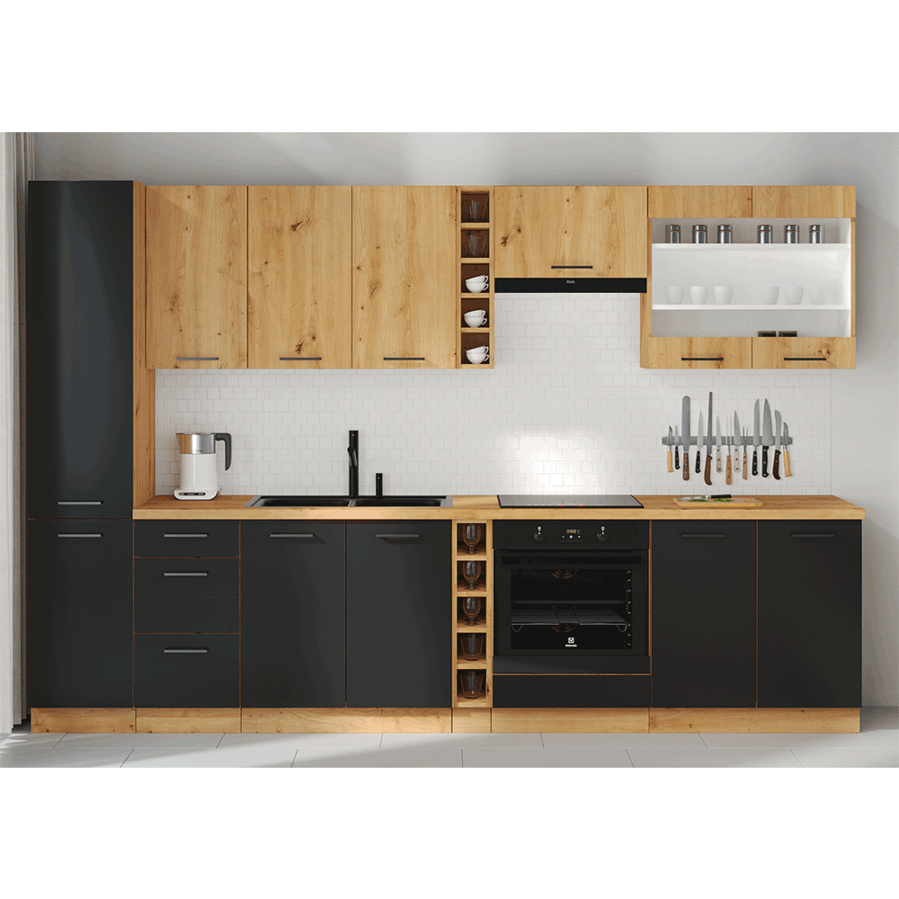 Dvířka na myčku, černý mat / dub artisan, Monro ZM 570x446