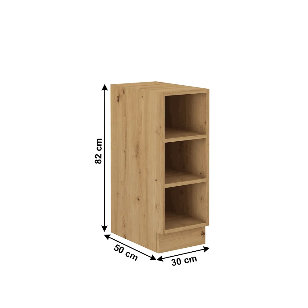 Spodní otevřená skříňka, černý mat / dub artisan, Monro 30 D OTW BB