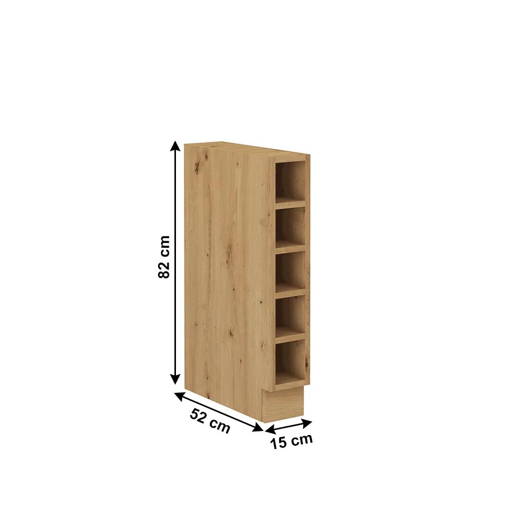 Spodní otevřená skříňka, černý mat / dub artisan, Monro 15 D OTW BB