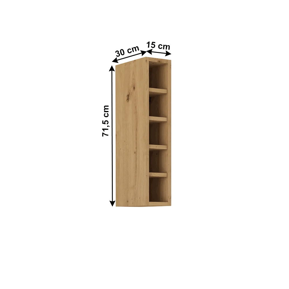 Horní otevřená skříňka, černý mat / dub artisan, Monro 15 G-72 OTW