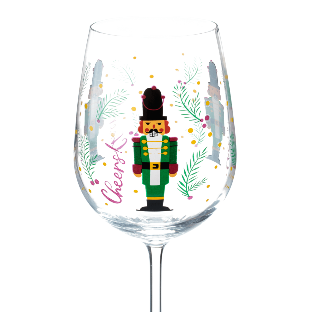 TEMPO-KONDELA TIPSY TRIO, sklenice na víno, set 3 ks, 450 ml, čiré se zimním motivem